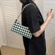 Popular plaid bag female 2024 new trendy simple shoulder bag fashion underarms bag Korean version red mesengers bag