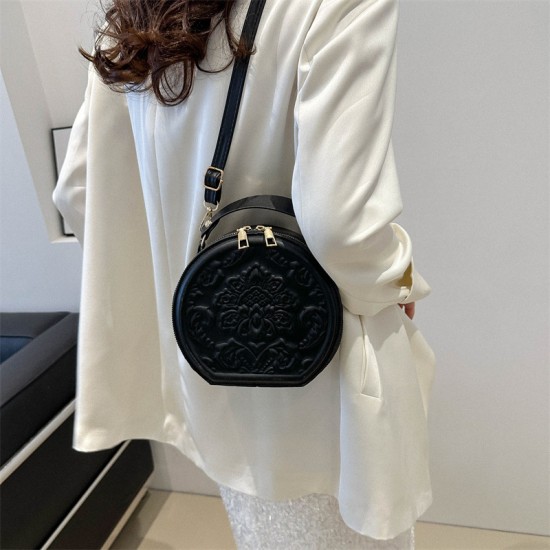 Summer 2024 new retro fashion, beautiful temperament, female simple trendy casual pure color bag, shoulder mesengers small round bag