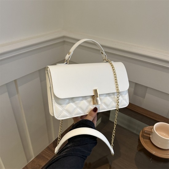 Cross -border women's bag 2024 new fashion texture Lingge embroidered line handbag temperament leisure versatile oblique cross -small square bag