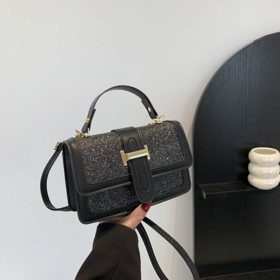 Shining stitching popular small square bag female 2024 new summer temperament handbag Korean version of foreign gas shoulder mesengers