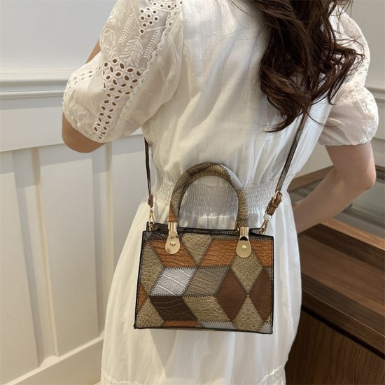 Cross -border bag stitching contrasting todot bag female 2024 new trendy fashion texture handbag large -capacity messenger bag