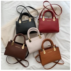 Texture bag female 2024 new fashion versatile INS shoulder bag stone pattern simple foreign qi cross -border handbag