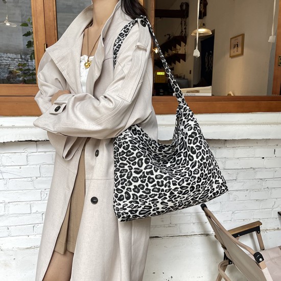 Fashionable leopard -top shoulder bag Shopping bags Fashion canvas bag female wholesale handbags, foreign gas capacity, underarm bag