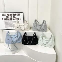 Advanced sensory bags butterfly chain women's new tide fashion messenger bag popular shoulder bag large -capacity commute bag