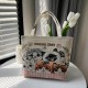 2024 new handbag female bag Mommy Sanbian bag mobile phone coin purse double -sided embroidered canvas bag girl