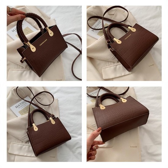 Texture bag female 2024 new fashion versatile INS shoulder bag stone pattern simple foreign qi cross -border handbag