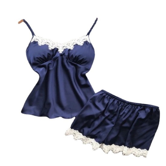 European and American pajamas lace two -piece newly wholesale new simulation silk home clothing set female large size girl summer loose