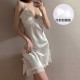 Spring and summer new private room lace sexy sleeping female satin chiffon suspender nightdress hot temptation home service pure desire