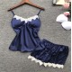 European and American pajamas lace two -piece newly wholesale new simulation silk home clothing set female large size girl summer loose