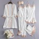 Foreign trade cross -border new pajamas with chest pads silk sexy suspender gold flower five -piece pajamas thin home service