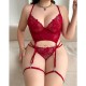 European and American cross -border increased code fat woman sex love underwear lace lace perspective seductive bray pants two -piece suit