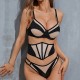 European and American cross -border sexy seductive sexy lingerie set Perspective mesh exposed milk passion service female Amazon foreign trade