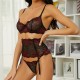 Three -piece suit European and American double -colored lace breasts hanging socks, waist seal sexy pajamas cross -border three -point sexy underwear