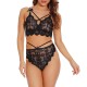 Cross -border Amazon three -point erotic underwear sexy lace breast panties two -piece set of European and American large size pajamas