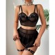 European and American cross -border overseas trade relationship fun underwear lace see -through temptation chest skirt, thong pants legged four -piece set