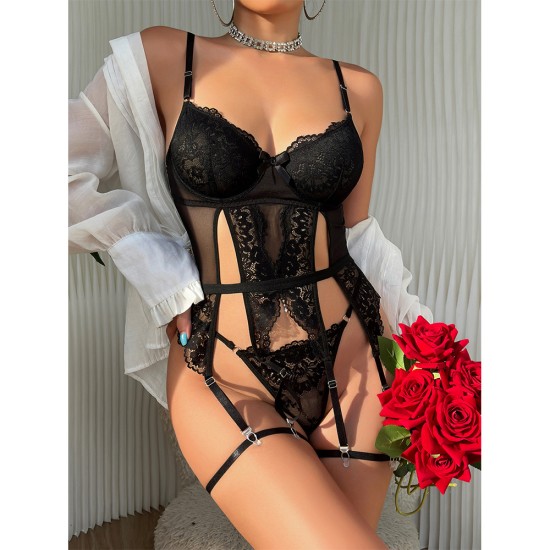 European and American cross -border foreign trade relationship fun underwear lace lace perspective seductive jacket pants two new sets of new hot