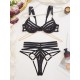 European and American cross -border foreign trade erotic erotic lingerie metal uniform temptation bra thong two -piece hollow strap