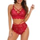 Cross -border Amazon three -point erotic underwear sexy lace breast panties two -piece set of European and American large size pajamas