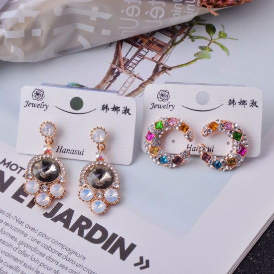 Japan and South Korea's new long temperament versatile micro -mosaic vermiculite female earring earrings wholesale Han Nishu brand