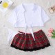 European and American cross -border sexy seductive sexy lingerie set Passion student outfit clothes white shirt grid skirt women