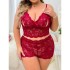 European and American cross -border large size fatter sex love underwear lace lace perspective seductive body clothing pants two -piece suit