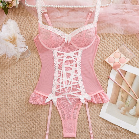 European and American cross -border relationship fun pajamas lace perspective temptation Lian bodywear Amazon Speed ​​2024 new