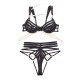 European and American cross -border foreign trade erotic erotic lingerie metal uniform temptation bra thong two -piece hollow strap