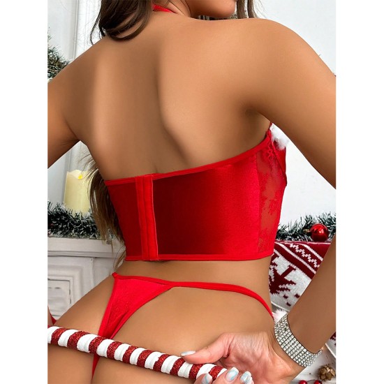 Speed ​​Store Europe and the United States cross -border overseas trade erotic emotional erotic lingerie Christmas passion uniform tube top pants two pieces