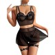 European and American cross -border overseas trade relationship fun underwear lace see -through temptation chest skirt, thong pants legged four -piece set