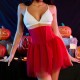 European and American cross -border sexy seductive sexy lingerie set net gauze red skirt passion uniform Amazon foreign trade explosion