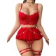 European and American cross -border foreign trade relationship fun underwear lace chain perspective seductive skirt and thong pants bra, bra