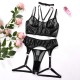 European and American cross -border sexy temptation large size sex lingerie set PU leather fishing nets see fat wives passionally uniform foreign trade