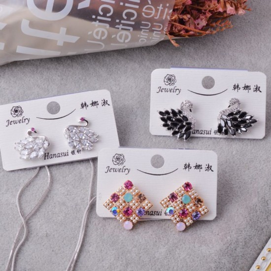 Japan and South Korea's new long temperament versatile micro -mosaic vermiculite female earring earrings wholesale Han Nishu brand