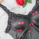 European and American cross -border sexy seductive sexual pajamas suits milk silk cherry print dress foreign trade hot selling night skirt