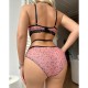 European and American cross -border relationship fun underwear lace stitching contrastic bra, thong two -piece set Amazon hot -selling