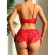 European and American cross -border overseas trade sexy red love love lover festival sex lingerie lace gathers chest panties two pieces