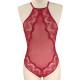 European and American cross -border erotic underwear lace hanging neck sexy tight conjoosent set transparent pajamas large size