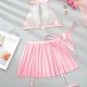 European and American cross -border overseas trade erotic erotic lingerie lace breasts short skirt pants three -piece cute student outfit