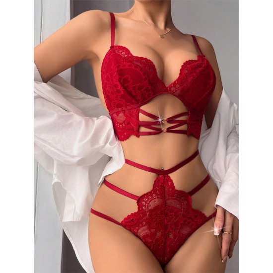 European and American cross -border overseas trade relationship fun underwear lace gathered braces pants two -piece set Amazon explosion