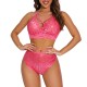 Cross -border Amazon three -point erotic underwear sexy lace breast panties two -piece set of European and American large size pajamas