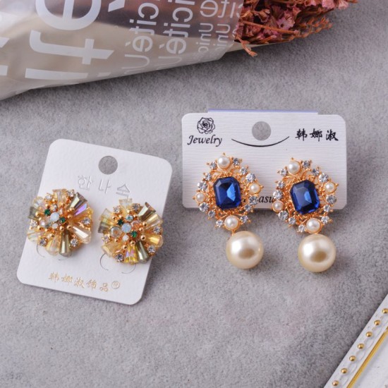 Japan and South Korea's new long temperament versatile micro -mosaic vermiculite female earring earrings wholesale Han Nishu brand