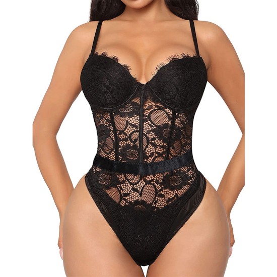 New sexy underwear women sexy jacket European and American lace gathers pajamas Amazon large size cross -border trade