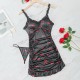 European and American cross -border sexy seductive sexual pajamas suits milk silk cherry print dress foreign trade hot selling night skirt