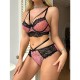 European and American cross -border relationship fun underwear lace stitching contrastic bra, thong two -piece set Amazon hot -selling