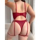 European and American cross -border increased code fat woman sex love underwear lace lace perspective seductive bray pants two -piece suit