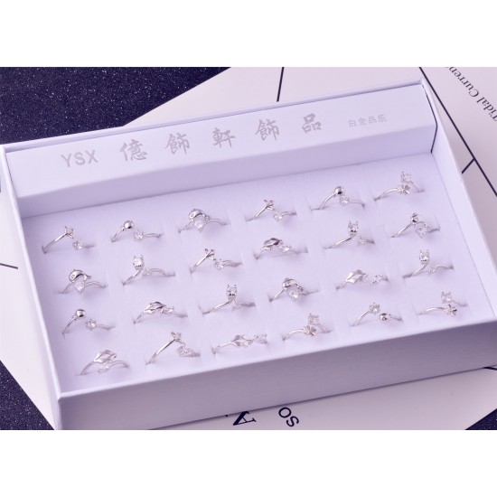 The Korean version of the trendy fashion micro -inlaid silver silver rings, a mixed batch of 24 a box