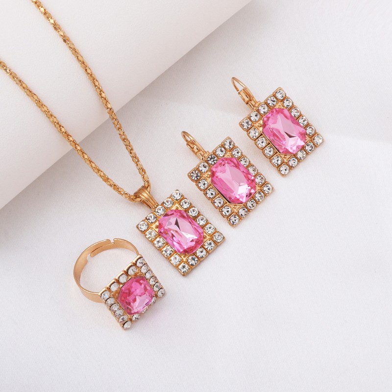 3-Piece Luxury Jewelry Set - Necklace, Earrings & Ring Diamond Bridal Set