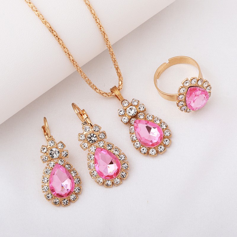 3-Piece Luxury Jewelry Set - Necklace, Earrings & Ring Diamond Bridal Set
