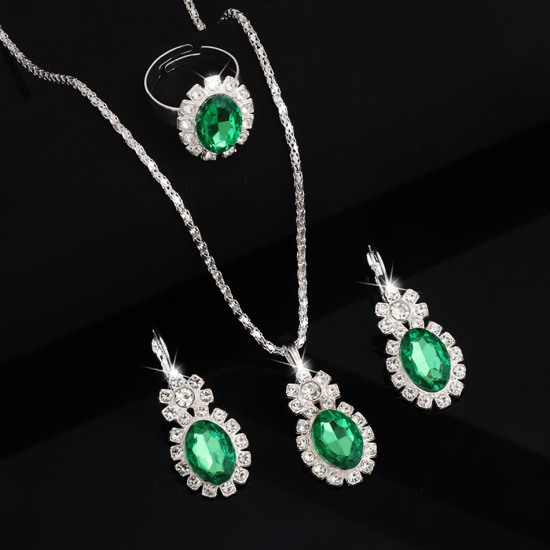 3-Piece Luxury Jewelry Set - Necklace, Earrings & Ring Diamond Bridal Set
