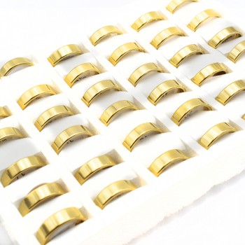 خاتم الفولاذ المقاوم للصدأ اللون الأسود الذهبي للمرأة عرض بسيط 6mm أزياء زوجين مجوهرات